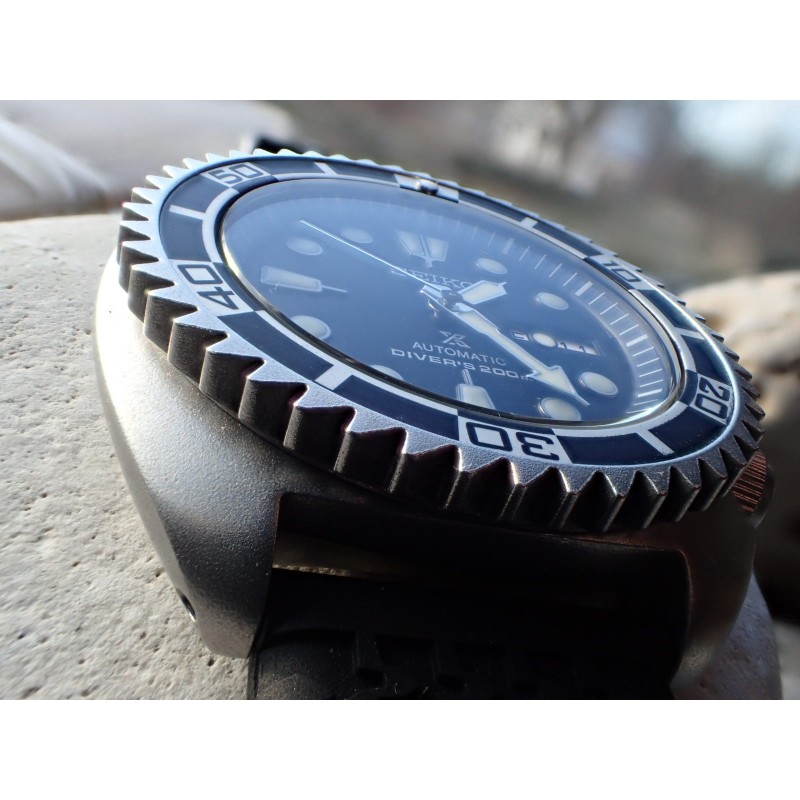 THE . SHARK . ONE - COLD.STEEL.EDITION- SEIKO SRP NEW TURTLE MOD BEZEL NTD-02-CSE