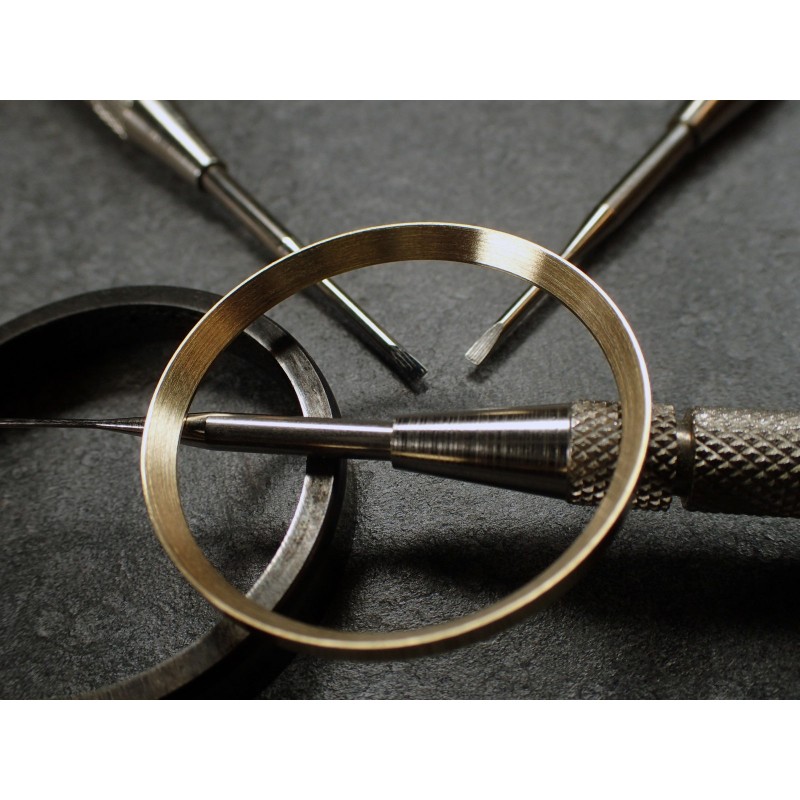 GOLD BRUSHED ST.STEEL CUSTOM CHAPTER RING FOR SKX007 7S26-0020 R-01-BG