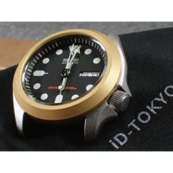 THE- ABSOLUTE-SIMPLE-ONE  MATT GOLD CUSTOM BEZEL FOR SEIKO SKX007/09/011 7S26-0020  DX-09-G
