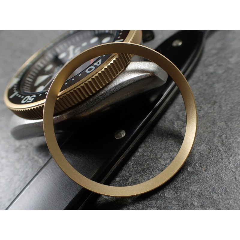 GOLD BLASTED ST.STEEL CUSTOM CHAPTER RING FOR SKX007 7S26-0020 R-01-MG