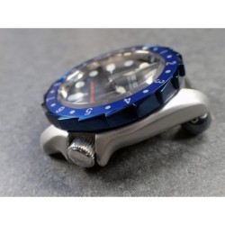 THE-S.LONG.SHARK.ONE  MK.II POLISHED BLUE CUSTOM BEZEL F.SEIKO SKX007 7S26-020O DX.S-7-MB