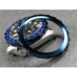 THE-S.LONG.SHARK.ONE  MK.II POLISHED BLUE CUSTOM BEZEL F.SEIKO SKX007 7S26-020O DX.S-7-MB