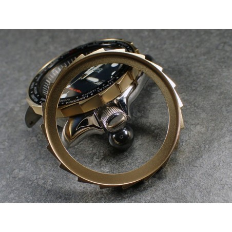 THE-S.LONG.SHARK.ONE  MK.II MATTE GOLD CUSTOM BEZEL F.SEIKO SKX007 7S26-020O DX.S-7-MG