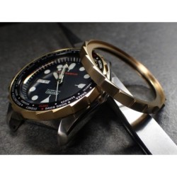 THE-S.LONG.SHARK.ONE  MK.II MATTE GOLD CUSTOM BEZEL F.SEIKO SKX007 7S26-020O DX.S-7-MG