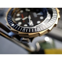 THE-S.LONG.SHARK.ONE  MK.II MATTE GOLD CUSTOM BEZEL F.SEIKO SKX007 7S26-020O DX.S-7-MG