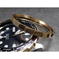 THE-S.LONG.SHARK.ONE  MK.II MATTE GOLD CUSTOM BEZEL F.SEIKO SKX007 7S26-020O DX.S-7-MG