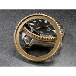 THE-DEEP-SEA-ONE MATTE GOLD CUSTOM BEZEL F.SEIKO SKX007 7S26-020O DX-14-G