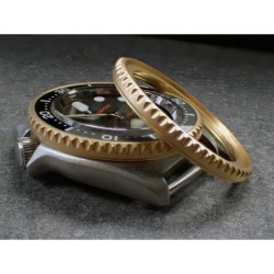 THE-DEEP-SEA-ONE MATTE GOLD CUSTOM BEZEL F.SEIKO SKX007 7S26-020O DX-14-G