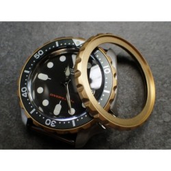 THE-ULTRA-DEEP-ONE GOLD CUSTOM BEZEL F.SEIKO SKX007 7S26-020O DX-25-G