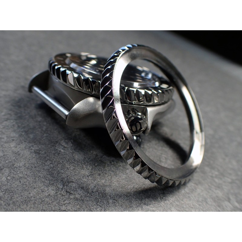 THE-TESLA-ONE POLISHED CUSTOM BEZEL F.SEIKO SKX007 7S26-0200 DX-26-P