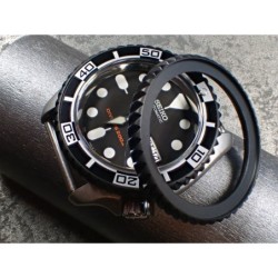 THE-TESLA-ONE MATT BLACK CUSTOM BEZEL F.SEIKO SKX007 7S26-0200 DX-26-BB