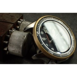 THE-ATLAS-ONE SATINE GOLD CUSTOM BEZEL F.SEIKO SKX007 7S26-020O DX-04-G