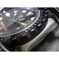 THE-DRACULA-ONE SATIN BLACK CUSTOM BEZEL F.SEIKO SKX007 7S26-020O DX-28-B