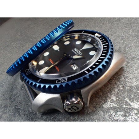 THE-DEEP-SEA-ONE SATIN MARINE BLUE BEZEL F.SEIKO SKX007 7S26-020O DX-14-MBB