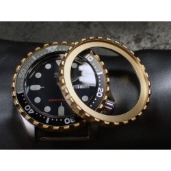 THE-DRACULA-ONE SATIN GOLD CUSTOM BEZEL F.SEIKO SKX007 7S26-020O DX-28-G