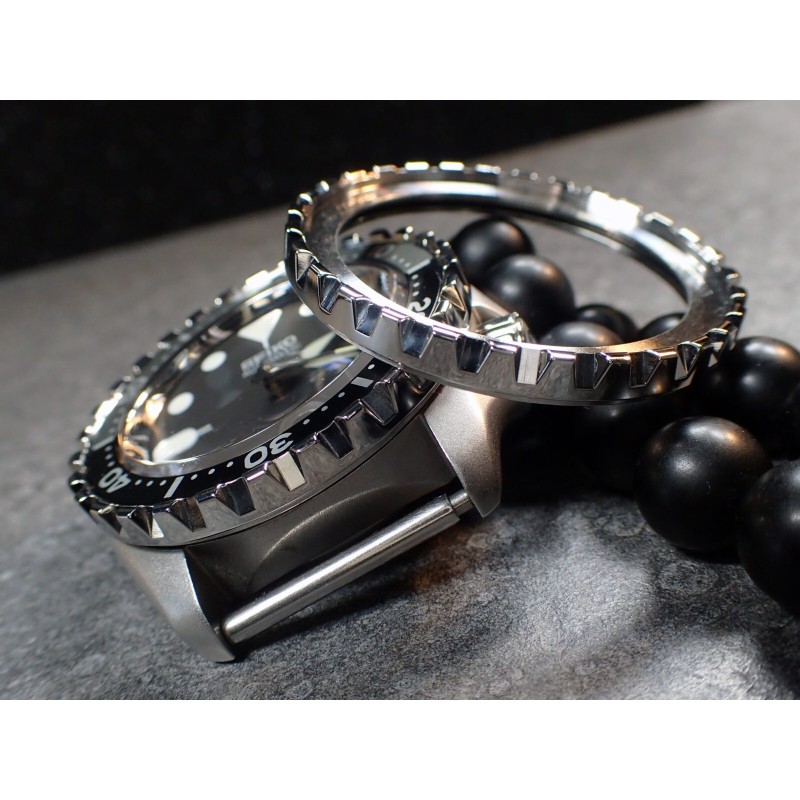 THE-DRACULA-ONE POLISHED CUSTOM BEZEL F.SEIKO SKX007 7S26-020O DX-28-P