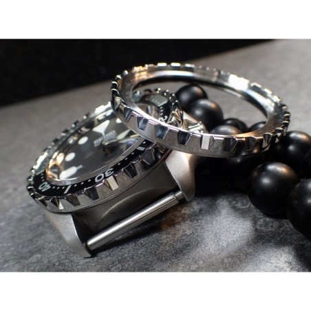 THE-DRACULA-ONE POLISHED CUSTOM BEZEL F.SEIKO SKX007 7S26-020O DX-28-P