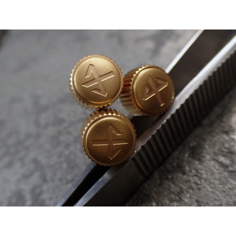 THE- OSC SATIN GOLD CUSTOM CROWN F.SEIKO SKX007 7S26-0200 CR-02-G