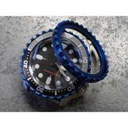 THE-DRACULA-ONE SATIN BLUE CUSTOM BEZEL F.SEIKO SKX007 7S26-020O DX-28-MBB