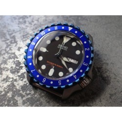 THE-DRACULA-ONE SATIN BLUE CUSTOM BEZEL F.SEIKO SKX007 7S26-020O DX-28-MBB