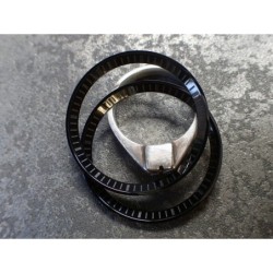 THE . HEAVY . METAL POLISHED BLACK INDEX CUSTOM ST.STEEL CHAPTER RING FOR NEW TURTLE SEIKO NTR-02-PBN