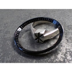 THE . HEAVY . METAL POLISHED BLACK INDEX CUSTOM ST.STEEL CHAPTER RING FOR NEW TURTLE SEIKO NTR-02-PBN