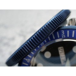 THE . SOFT.COIN .ONE - MARINE BLUE SATIN CUSTOM BEZEL F.SEIKO SKX007 7S26-0200 CASE DX-15-MB