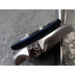 THE . SOFT.COIN .ONE - MARINE BLUE SATIN CUSTOM BEZEL F.SEIKO SKX007 7S26-0200 CASE DX-15-MB