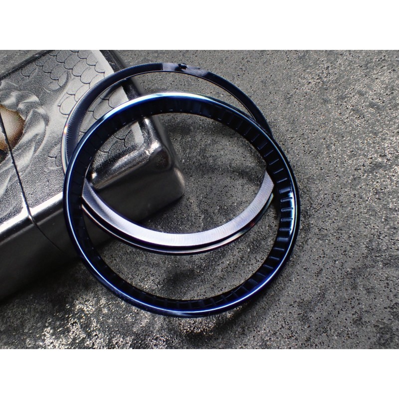 THE . HEAVY . METAL POLISHED BLUE INDEX CUSTOM ST.STEEL CHAPTER RING FOR NEW TURTLE SEIKO NTR-02-PMN