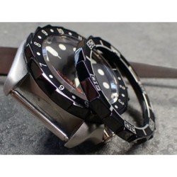 THE-S.LONG.SHARK.ONE  MK.II HIGH POLISHED BLACK CUSTOM BEZEL F.SEIKO SKX007 7S26-020O DX.S-7-SSB