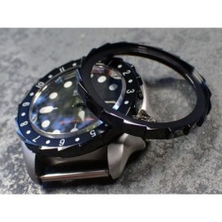 THE-S.LONG.SHARK.ONE  MK.II HIGH POLISHED BLACK CUSTOM BEZEL F.SEIKO SKX007 7S26-020O DX.S-7-SSB