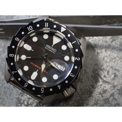 THE-S.LONG.SHARK.ONE  MK.II HIGH POLISHED BLACK CUSTOM BEZEL F.SEIKO SKX007 7S26-020O DX.S-7-SSB