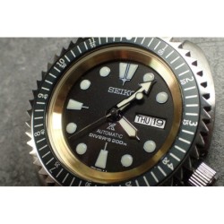 THE . HEAVY . METAL HIGH POLISHED GOLD CUSTOM ST.STEEL CHAPTER RING FOR NEW TURTLE SEIKO NTR-01-HPG